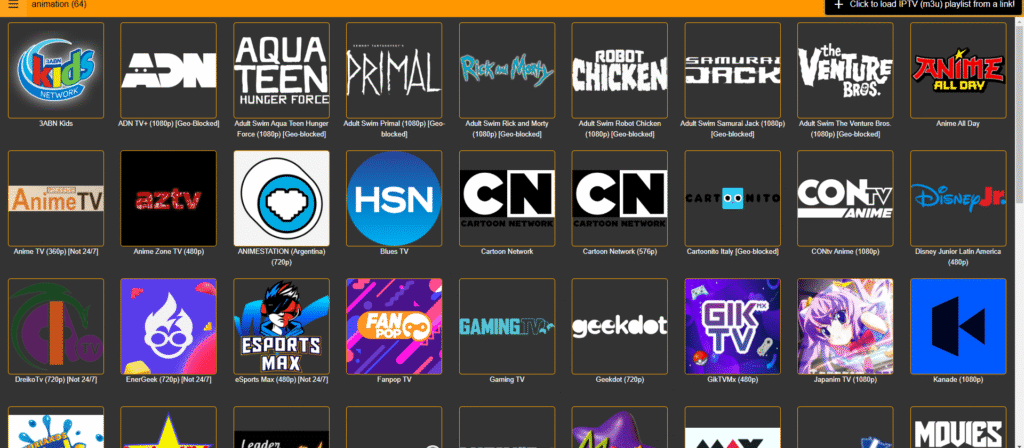 تحميل ملف قنوات M3U أفلام كرتون وأنمي - 64 قناة